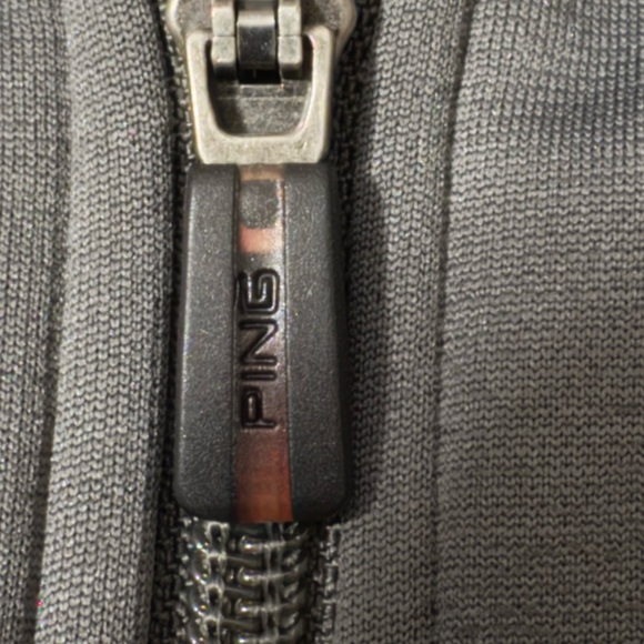 Men’s PING Full Zip Charcoal Fleece Jacket with Double Zipper. Black Embroidery - Picture 7 of 15